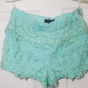 Mint Blue Ruffled Shorts